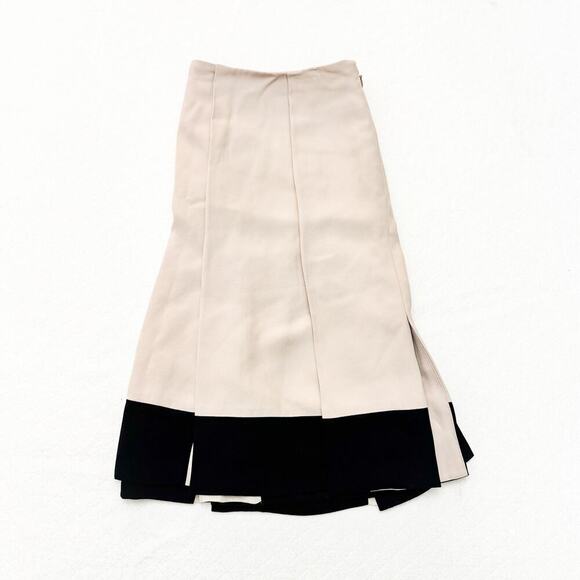 DVF Emme Soft Canvas Cream Black Pleated Silk Mini Skirt Size 4 MINT - Picture 8 of 8